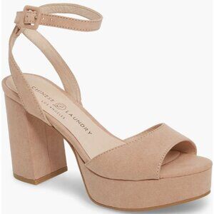 Chinese Laundry Theresa Platform Sandal Dark Nude Heel Microsuede Women's Size 7